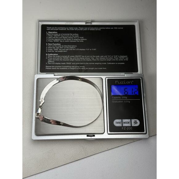 IBB Sterling Silver Bracelet Flat Snake Chain 8" Italy 1/4" Width - Picture 5 of 7